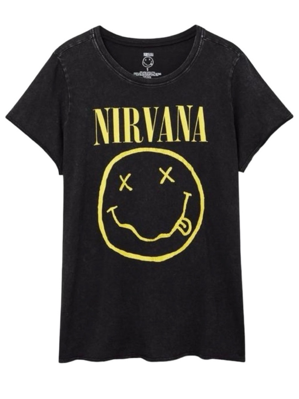 Torrid, “Nirvana” Yellow Smiley Logo Graphic Tee (Size 4)